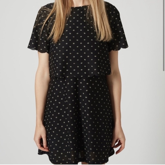 Topshop Daisy Print Scallop Overlay Dress - Picture 3 of 7